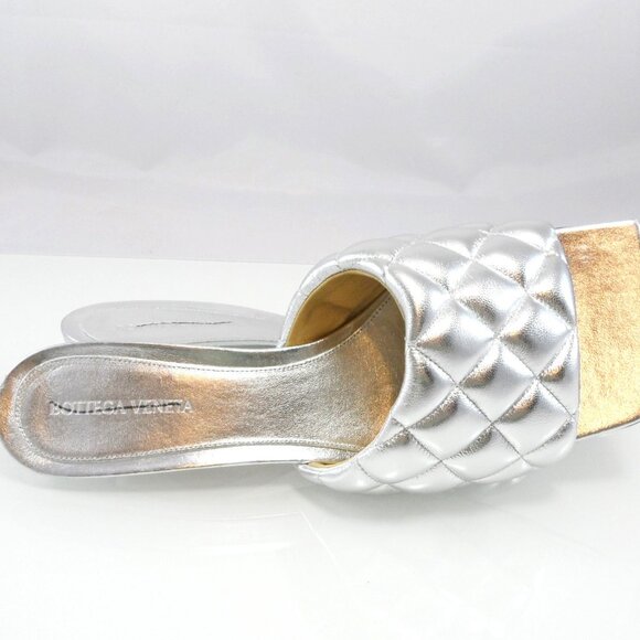 NIB$1200 Bottega Veneta Padded Quilted Metallic Kitten-Heel Slip-On Mules 40 10 - Picture 11 of 16